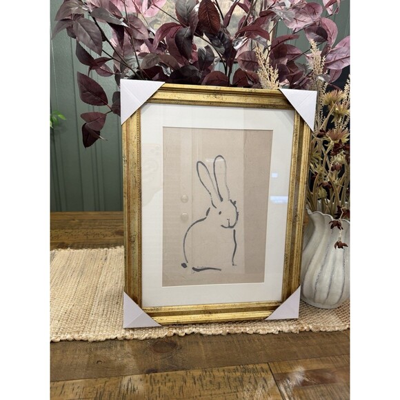 14"x18" Bunny Sketch Framed Art Threshold designed with Studio McGee NEW - Picture 1 of 7
